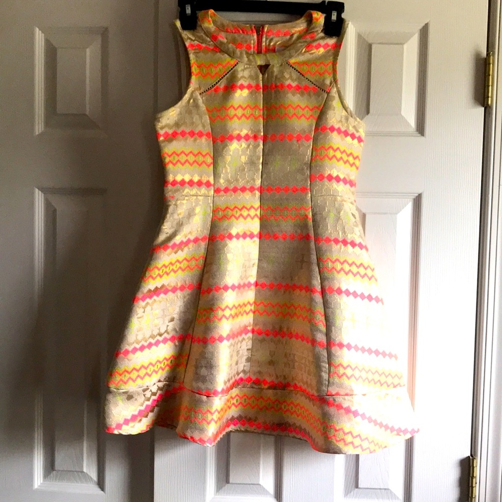 Jazzy girls gold and neon dress